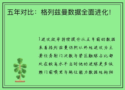 五年对比：格列兹曼数据全面进化！