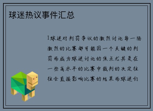 球迷热议事件汇总